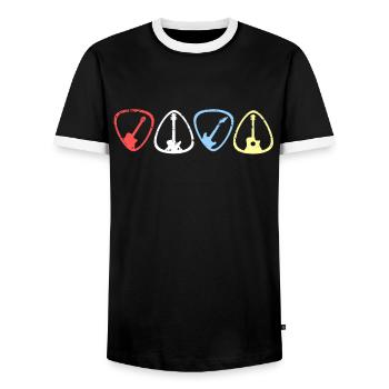 Guitare guitare - T-shirt contrasté Homme - noir/blanc - Devant - AI Model Female 172 light (172cm) & AI Model Male 178 light (178cm)