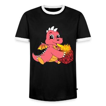 Cube dice game Dragon - Men's Ringer Shirt - black/white - Front - AI Model Female 172 light (172cm) & AI Model Male 178 light (178cm)