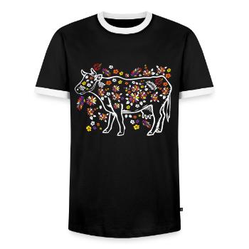 Vaches Agriculteur Cadeau - T-shirt contrasté Homme - noir/blanc - Devant - AI Model Female 172 light (172cm) & AI Model Male 178 light (178cm)