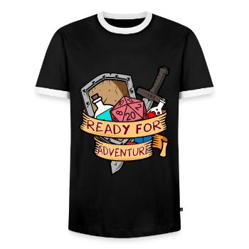 Aventure Jeu jeu de société Jeu de dés - T-shirt contrasté Homme - noir/blanc - Devant - AI Model Female 172 light (172cm) & AI Model Male 178 light (178cm)