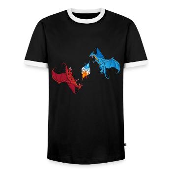 Dice dragon dragon dice jeu - T-shirt contrasté Homme - noir/blanc - Devant - AI Model Female 172 light (172cm) & AI Model Male 178 light (178cm)
