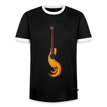 guitar - Men's Ringer Shirt - black/white - Front - AI Model Female 172 light (172cm) & AI Model Male 178 light (178cm)
