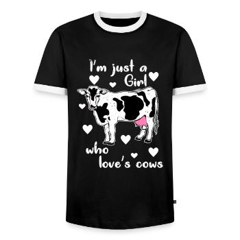 Vaches de l’agriculteur - T-shirt contrasté Homme - noir/blanc - Devant - AI Model Female 172 light (172cm) & AI Model Male 178 light (178cm)