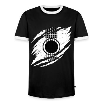 Guitar Guitars Gift - Men's Ringer Shirt - black/white - Front - AI Model Female 172 light (172cm) & AI Model Male 178 light (178cm)