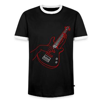 Guitar Guitar Player - Men's Ringer Shirt - black/white - Front - AI Model Female 172 light (172cm) & AI Model Male 178 light (178cm)