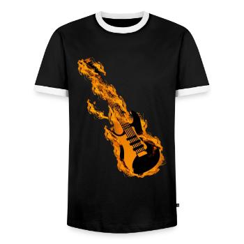 Burning guitar guitars rock and roll - Men's Ringer Shirt - black/white - Front - AI Model Female 172 light (172cm) & AI Model Male 178 light (178cm)