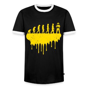 Evolution des apiculteurs abeilles - T-shirt contrasté Homme - noir/blanc - Devant - AI Model Female 172 light (172cm) & AI Model Male 178 light (178cm)