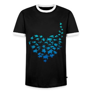 Schildkröte Herz Liebe - Männer Kontrast-T-Shirt - Schwarz/Weiß - Vorne - AI Model Female 172 light (172cm) & AI Model Male 178 light (178cm)
