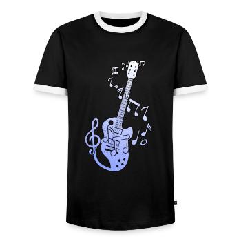 Notes de musique de guitare - T-shirt contrasté Homme - noir/blanc - Devant - AI Model Female 172 light (172cm) & AI Model Male 178 light (178cm)