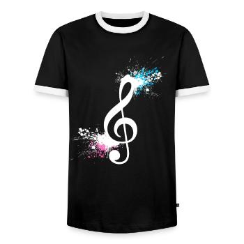Musiknote Violinschlüssel Musiker Geschenk - Männer Kontrast-T-Shirt - Schwarz/Weiß - Vorne - AI Model Female 172 light (172cm) & AI Model Male 178 light (178cm)