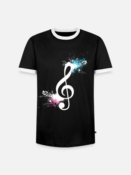 Musiknote Violinschlüssel Musiker Geschenk - Männer Kontrast-T-Shirt - Schwarz/Weiß