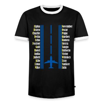 Alphabet pilote pilote - T-shirt contrasté Homme - noir/blanc - Devant - AI Model Female 172 light (172cm) & AI Model Male 178 light (178cm)