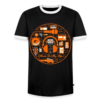 Musikliebhaber Musiker Musik - Männer Kontrast-T-Shirt - Schwarz/Weiß - Vorne - AI Model Female 172 light (172cm) & AI Model Male 178 light (178cm)