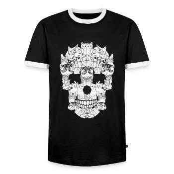 Cat cats skull and crossbones - Men's Ringer Shirt - black/white - Front - AI Model Female 172 light (172cm) & AI Model Male 178 light (178cm)