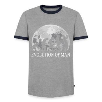 Trompete Evolution Trompeter - Männer Kontrast-T-Shirt - Grau/Navy  - Vorne - AI Model Female 172 light (172cm) & AI Model Male 178 light (178cm)