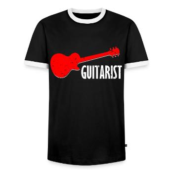 Guitariste guitariste - T-shirt contrasté Homme - noir/blanc - Devant - AI Model Female 172 light (172cm) & AI Model Male 178 light (178cm)