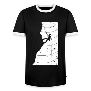 Vintage rock climbing rock climbing - Men's Ringer Shirt - black/white - Front - AI Model Female 172 light (172cm) & AI Model Male 178 light (178cm)