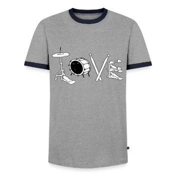 Tambours d'amour - T-shirt contrasté Homme - gris/marine  - Devant - AI Model Female 172 light (172cm) & AI Model Male 178 light (178cm)