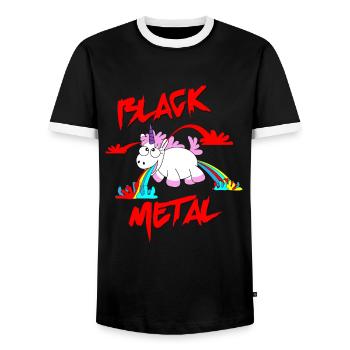 Funny unicorn black metal - Men's Ringer Shirt - black/white - Front - AI Model Female 172 light (172cm) & AI Model Male 178 light (178cm)