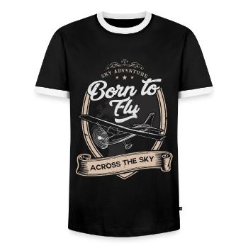 Born to Fly - Across the Sky - T-Shirt - Männer Kontrast-T-Shirt - Schwarz/Weiß - Vorne - AI Model Female 172 light (172cm) & AI Model Male 178 light (178cm)