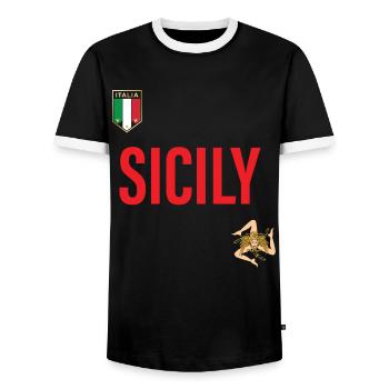 Maillot Sicile - T-shirt contrasté Homme - noir/blanc - Devant - AI Model Female 172 light (172cm) & AI Model Male 178 light (178cm)