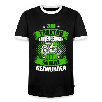 Traktorfahrer Sprüche Landwirt - Männer Kontrast-T-Shirt - Schwarz/Weiß - Vorne - AI Model Female 172 light (172cm) & AI Model Male 178 light (178cm)