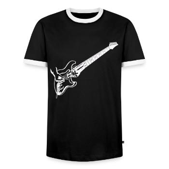 Guitares électriques - T-shirt contrasté Homme - noir/blanc - Devant - AI Model Female 172 light (172cm) & AI Model Male 178 light (178cm)