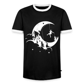 Escalade grimpeur lune - T-shirt contrasté Homme - noir/blanc - Devant - AI Model Female 172 light (172cm) & AI Model Male 178 light (178cm)
