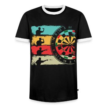 Fléchettes fléchettes vintage - T-shirt contrasté Homme - noir/blanc - Devant - AI Model Female 172 light (172cm) & AI Model Male 178 light (178cm)