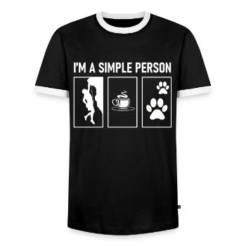 Ich bin einfach Klettern Kaffee und Hunde - Männer Kontrast-T-Shirt - Schwarz/Weiß - Vorne - AI Model Female 172 light (172cm) & AI Model Male 178 light (178cm)