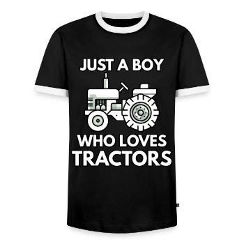 Un garçon de tracteurs aime tracteur - T-shirt contrasté Homme - noir/blanc - Devant - AI Model Female 172 light (172cm) & AI Model Male 178 light (178cm)