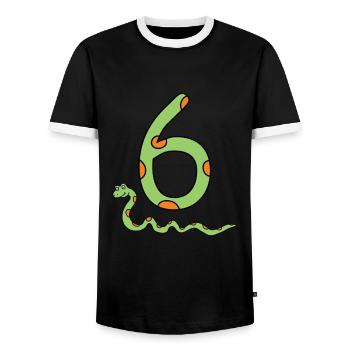 Snake Birthday Boy 6th Sixth Kids Reptile Animal - Men's Ringer Shirt - black/white - Front - AI Model Female 172 light (172cm) & AI Model Male 178 light (178cm)