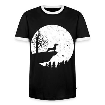 Hunde Dackel Hund Mond - Männer Kontrast-T-Shirt - Schwarz/Weiß - Vorne - AI Model Female 172 light (172cm) & AI Model Male 178 light (178cm)