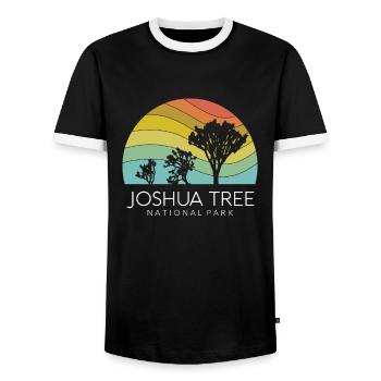 Parc national de Joshua Tree Désert californien Retro - T-shirt contrasté Homme - noir/blanc - Devant - AI Model Female 172 light (172cm) & AI Model Male 178 light (178cm)