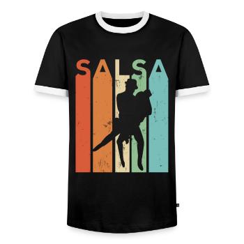 Salsa Retro Vintage Dance Cumbia Music Latin - Men's Ringer Shirt - black/white - Front - AI Model Female 172 light (172cm) & AI Model Male 178 light (178cm)