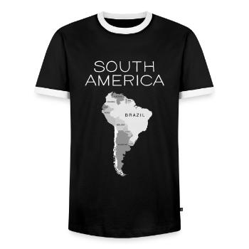South America Argentina Bolivia Brazil Chile - Men's Ringer Shirt - black/white - Front - AI Model Female 172 light (172cm) & AI Model Male 178 light (178cm)