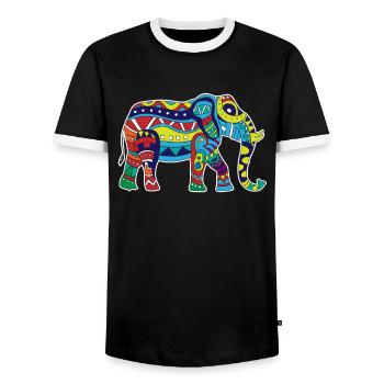 Éléphant coloré - T-shirt contrasté Homme - noir/blanc - Devant - AI Model Female 172 light (172cm) & AI Model Male 178 light (178cm)
