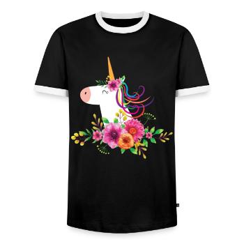 Horse equine unicorn - Men's Ringer Shirt - black/white - Front - AI Model Female 172 light (172cm) & AI Model Male 178 light (178cm)