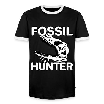 Fossil Hunter Geologist Geology - Men's Ringer Shirt - black/white - Front - AI Model Female 172 light (172cm) & AI Model Male 178 light (178cm)