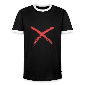Red X - design t-shirt - Men's Ringer Shirt - black/white - Front - AI Model Female 172 light (172cm) & AI Model Male 178 light (178cm)