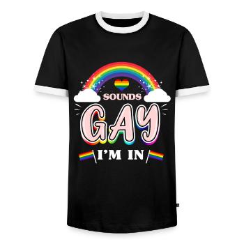Sounds Gay I'm In Gay Pride - Männer Kontrast-T-Shirt - Schwarz/Weiß - Vorne - AI Model Female 172 light (172cm) & AI Model Male 178 light (178cm)