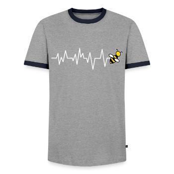 Abeille apiculteur - T-shirt contrasté Homme - gris/marine  - Devant - AI Model Female 172 light (172cm) & AI Model Male 178 light (178cm)