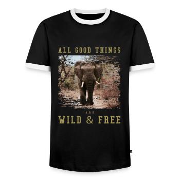 All good things are wild and free Elefant Afrika - Männer Kontrast-T-Shirt - Schwarz/Weiß - Vorne - AI Model Female 172 light (172cm) & AI Model Male 178 light (178cm)