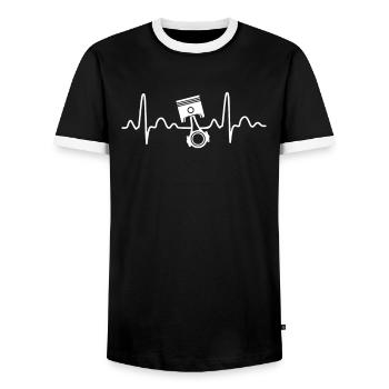 Heartbeat, piston, engine, horsepower - Men's Ringer Shirt - black/white - Front - AI Model Female 172 light (172cm) & AI Model Male 178 light (178cm)