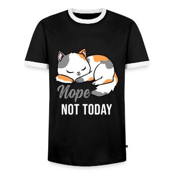Nope Not Today cat lover - Men's Ringer Shirt - black/white - Front - AI Model Female 172 light (172cm) & AI Model Male 178 light (178cm)