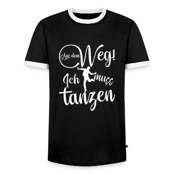 Aus dem Weg ich muss tanzen - Tänzer Tänzerinnen - Männer Kontrast-T-Shirt - Schwarz/Weiß - Vorne - AI Model Female 172 light (172cm) & AI Model Male 178 light (178cm)