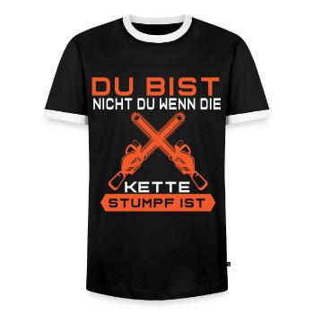 Bist Nicht Du Wenn Die Kette Stumpf Kettensäge - Männer Kontrast-T-Shirt - Schwarz/Weiß - Vorne - AI Model Female 172 light (172cm) & AI Model Male 178 light (178cm)