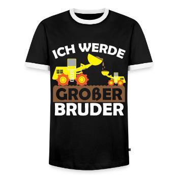 Ich Werde Großer Bruder Bagger - Männer Kontrast-T-Shirt - Schwarz/Weiß - Vorne - AI Model Female 172 light (172cm) & AI Model Male 178 light (178cm)