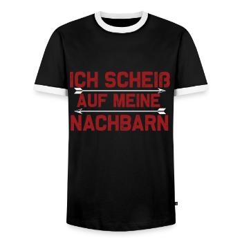 Ich Scheiß auf meine Nachbarn,assoziale Nachbarn - Männer Kontrast-T-Shirt - Schwarz/Weiß - Vorne - AI Model Female 172 light (172cm) & AI Model Male 178 light (178cm)