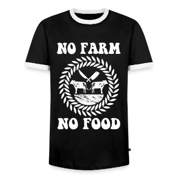 Aucun agriculteur, aucun agriculteur ne dit - T-shirt contrasté Homme - noir/blanc - Devant - AI Model Female 172 light (172cm) & AI Model Male 178 light (178cm)